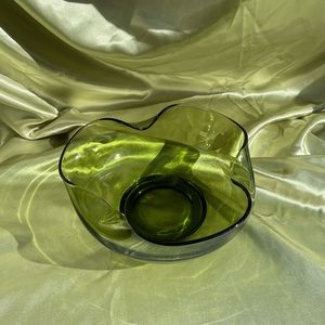 Funky retro green glass bowl